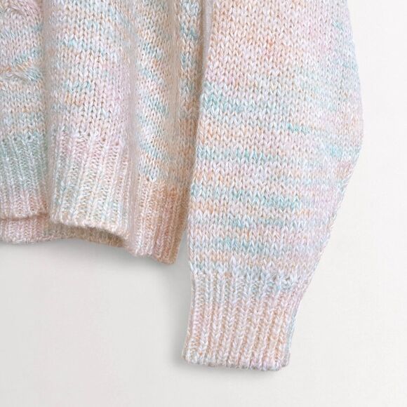 Vintage Wool Blend Cableknit Sweater M Pastel Kawaii Soft Girl Light Academia - Picture 2 of 8